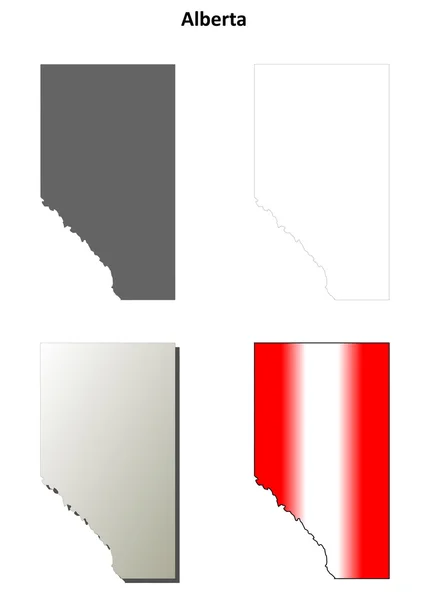 Alberta contorno en blanco mapa conjunto — Vector de stock