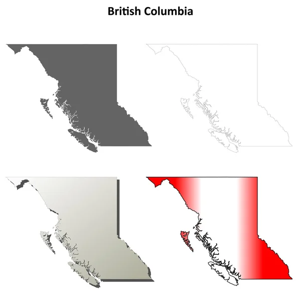 ブリティッシュ ・ コロンビアの空白概要地図セット — ストックベクタ