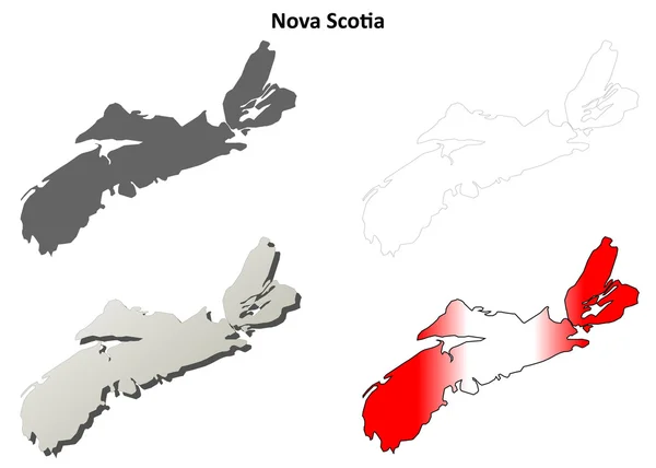 Conjunto de mapas de contorno en blanco de Nueva Escocia — Vector de stock