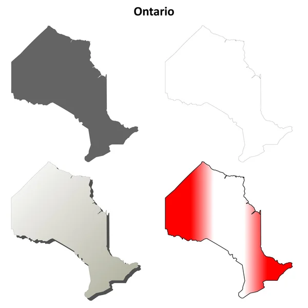 Ontario set di mappe con contorno vuoto — Vettoriale Stock