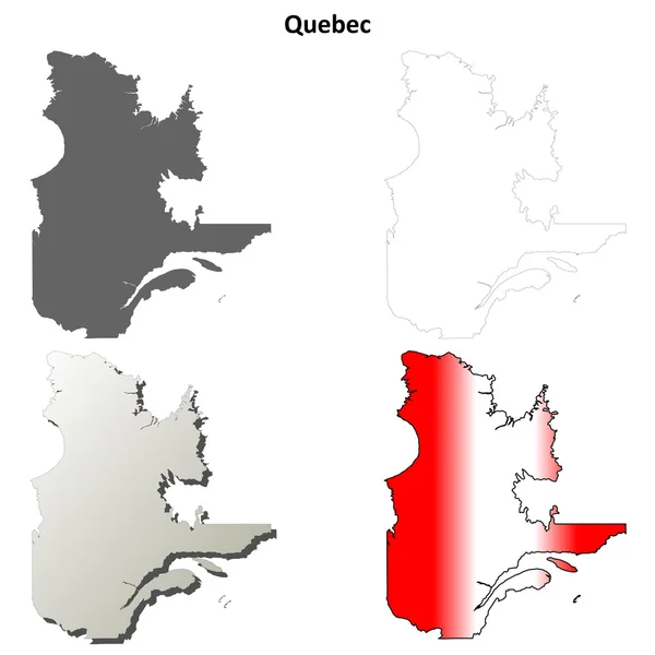 Quebec boş anahat harita seti — Stok Vektör