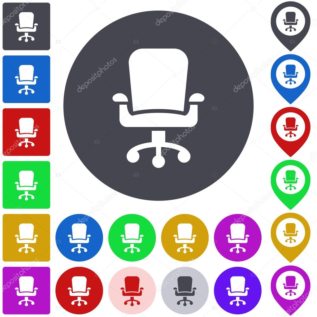 Color swivel chair icon set