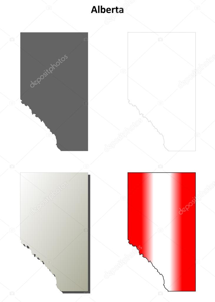 Alberta blank outline map set