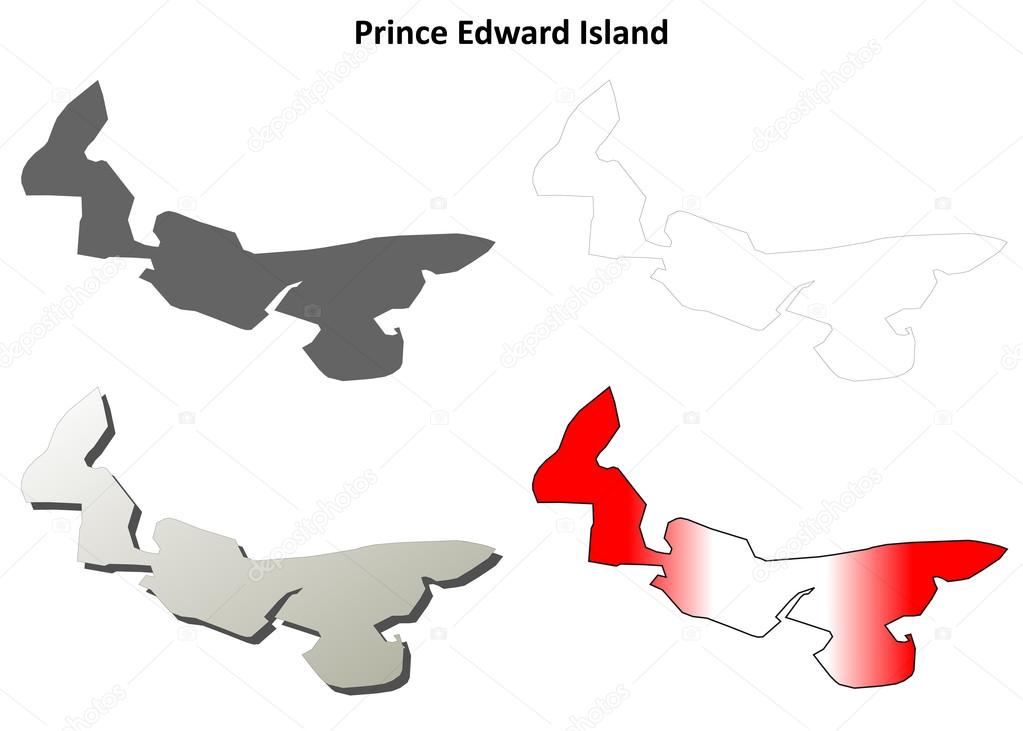 Prince Edward Island blank outline map set