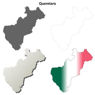 Queretaro blank outline map set clipart