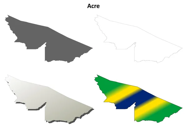 Acri il set di mappe del contorno vuoto — Vettoriale Stock