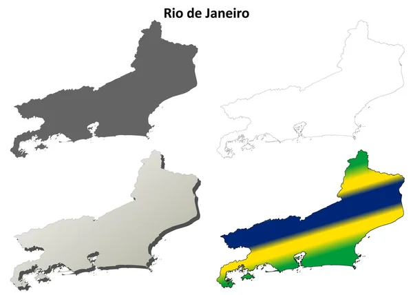 Rio de Janeiro en blanco esquema mapa conjunto — Vector de stock