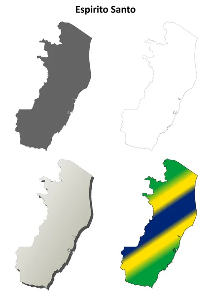 Espirito Santo serie di mappe con contorno vuoto — Vettoriale Stock