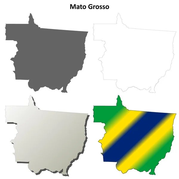 Mato Grosso esboço em branco mapa definido — Vetor de Stock