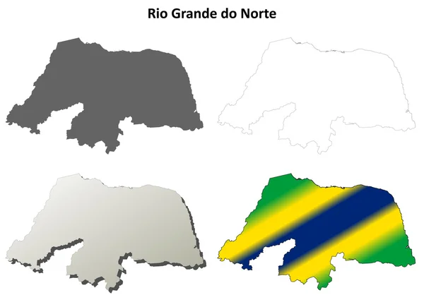 Rio Grande do Norte en blanco esquema mapa conjunto — Vector de stock