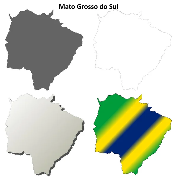 Mato Grosso κάνουμε Sul κενό διάρθρωσης χάρτη σύνολο — Διανυσματικό Αρχείο