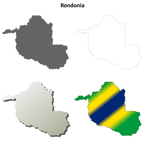 Rondonia en blanco esquema mapa conjunto — Vector de stock