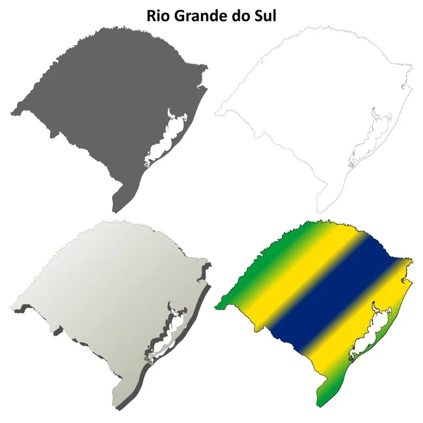 Rio Grande do Sul contorno en blanco mapa conjunto — Vector de stock