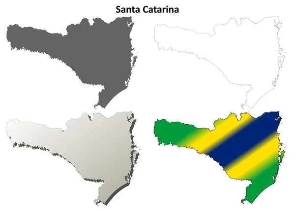 Santa Catarina puste kontur mapa zestaw — Wektor stockowy