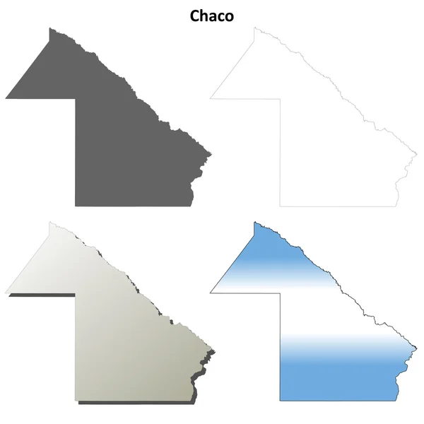 Chaco en blanco esquema mapa conjunto — Vector de stock