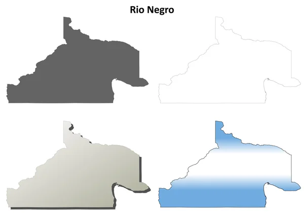 Rio Negro contorno en blanco mapa conjunto — Vector de stock