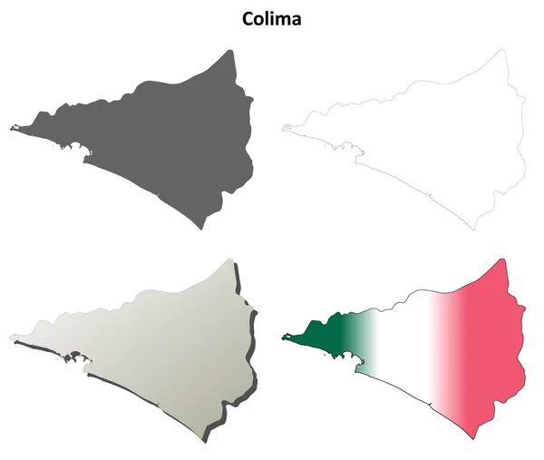 Set mappa del contorno vuoto di Colima — Vettoriale Stock