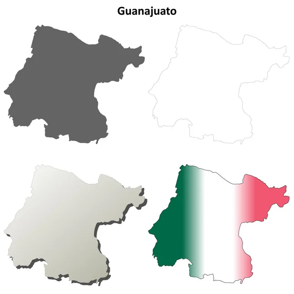 Guanajuato leere Umrisse Kartenset — Stockvektor