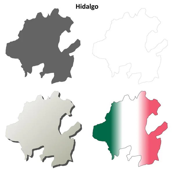 Hidalgo esboço em branco mapa definido —  Vetores de Stock