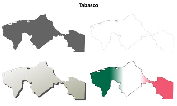 Tabasco Leere Umrisse Kartenset — Stockvektor