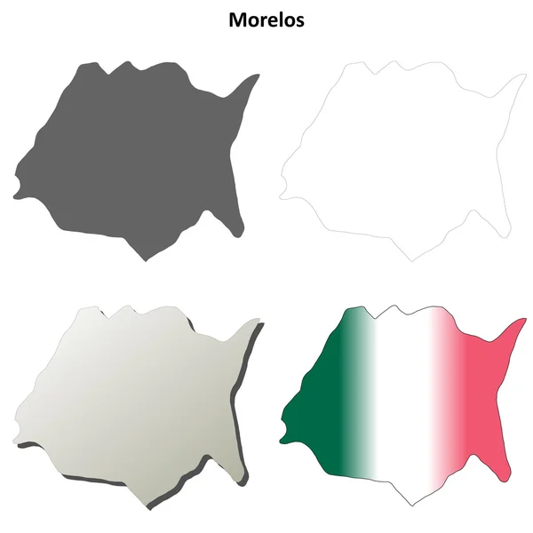 Morelos en blanco esquema mapa conjunto — Vector de stock