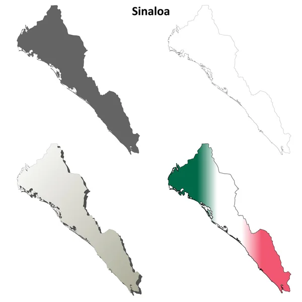 Sinaloa prázdné osnovy mapa sada — Stockový vektor