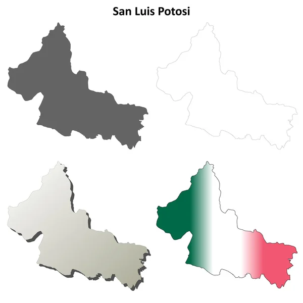 San Luis Potosí esquema mapa conjunto — Vector de stock
