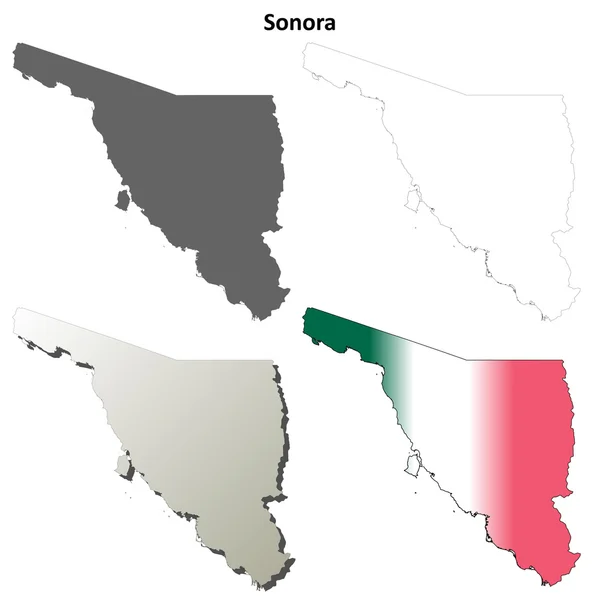 Set mappa contorno vuoto Sonora — Vettoriale Stock