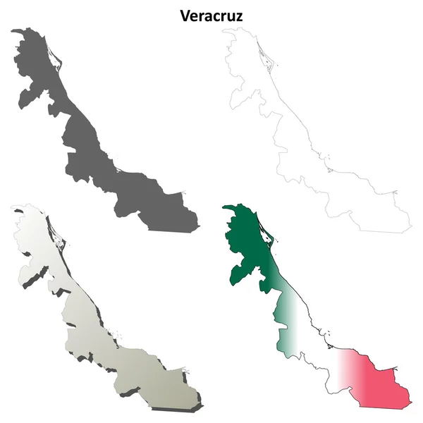 Veracruz en blanco esquema mapa conjunto — Vector de stock