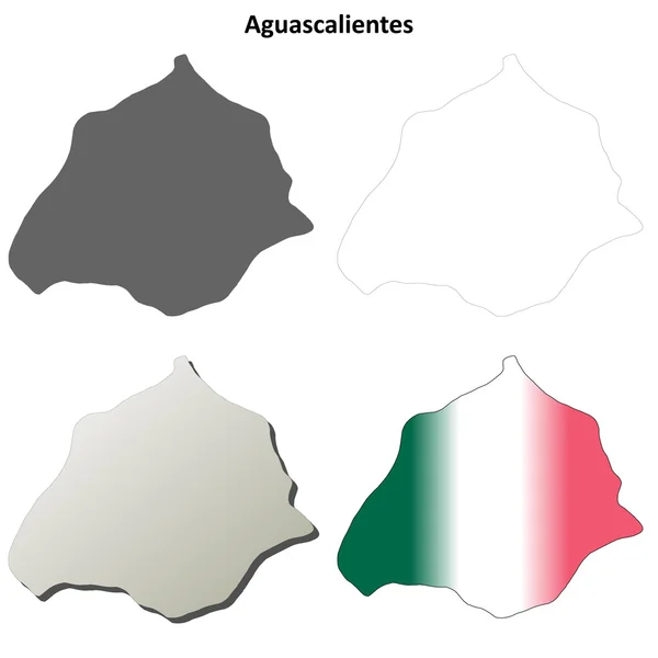 Aguascalientes blank outline map set — Stock Vector