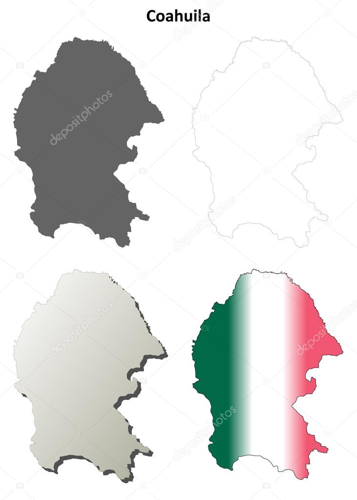 Coahuila blank outline map set