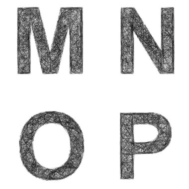 Hat sanatı yazı tipini ayarlama - harf M, N, O, P