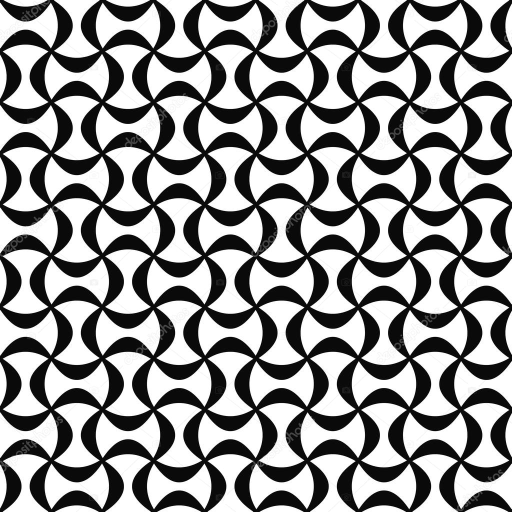 Monochrome abstract seamless curved shape pattern