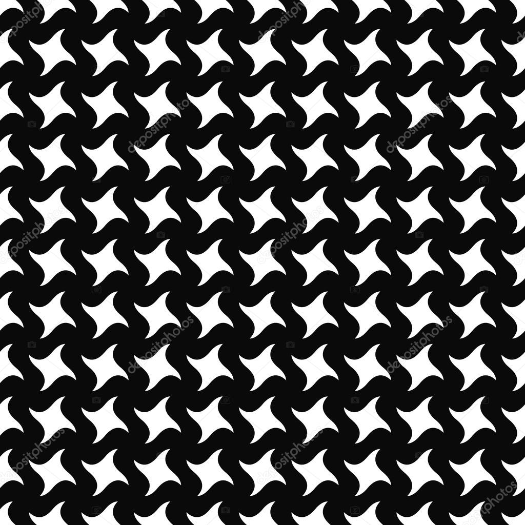 Repeating monochrome swirling star pattern