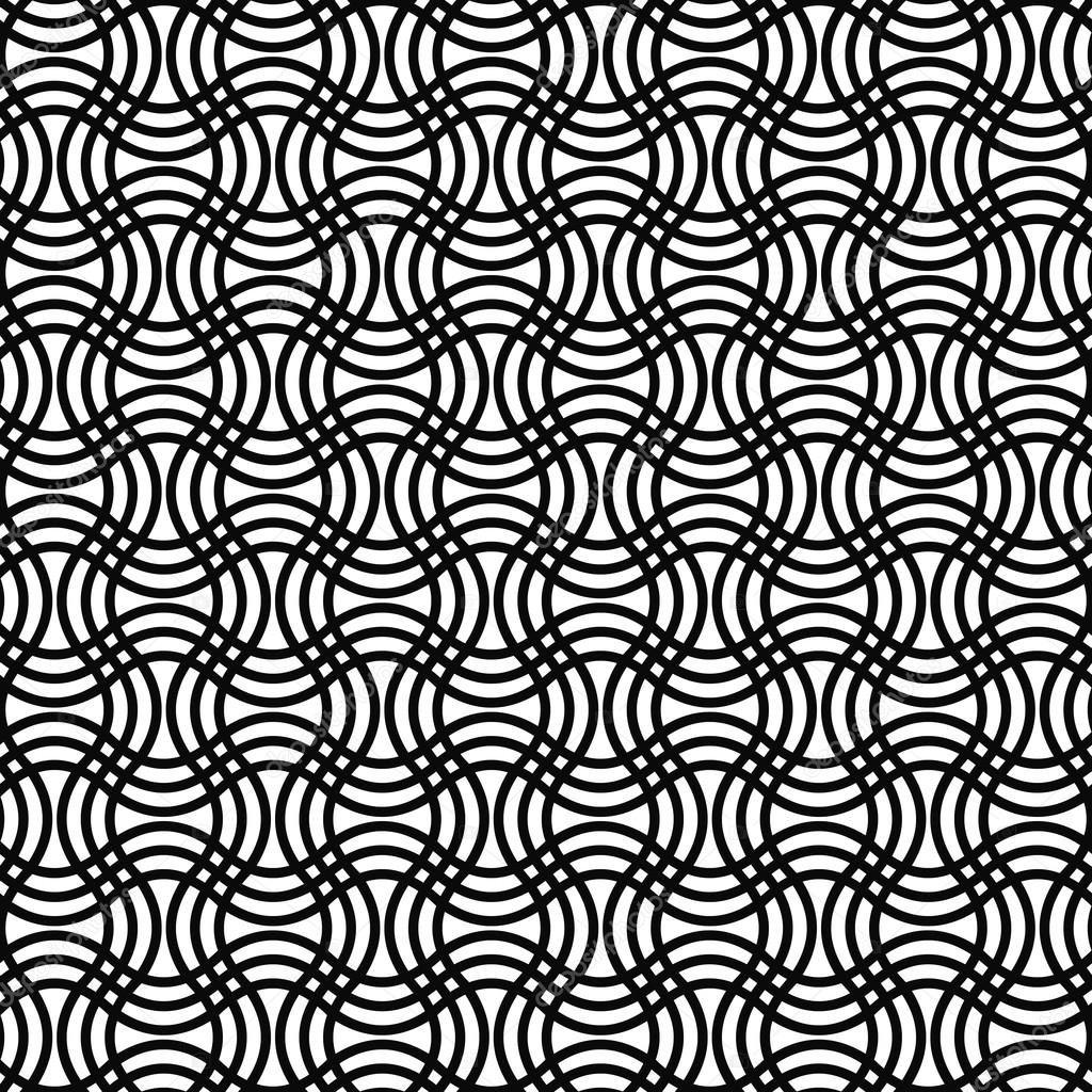 Repeating black white curved grid pattern