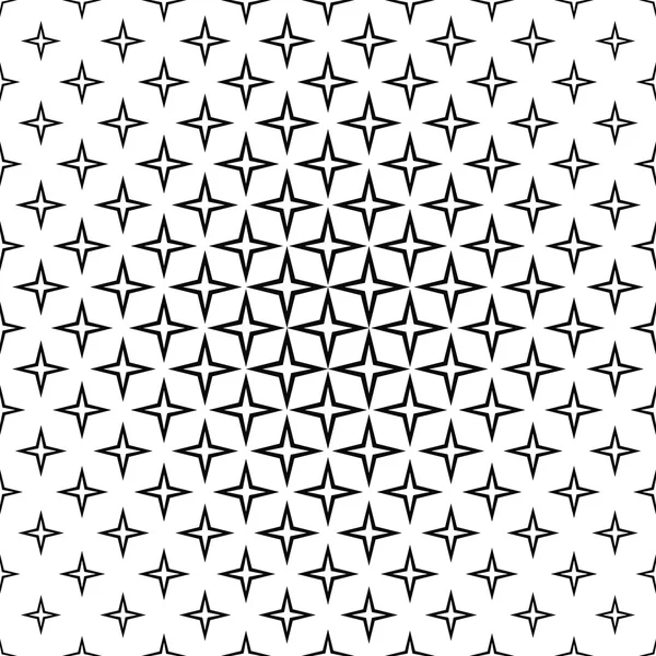 Seamless black white four edged star pattern — Stock Vector