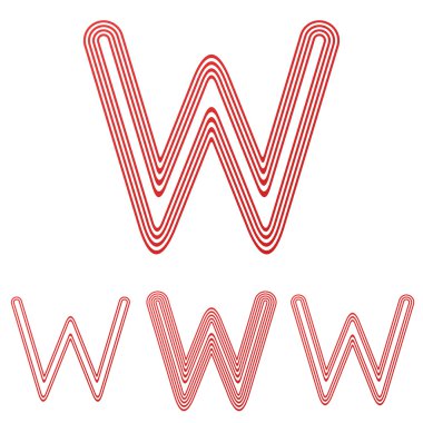 Kırmızı çizgi w harfi logo tasarım kümesi