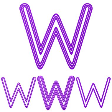 Mor çizgi w harfi logo tasarım kümesi