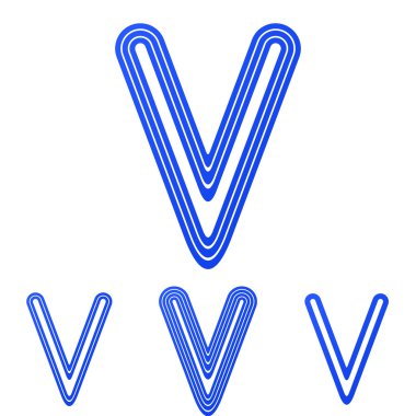 Mavi çizgi v logo tasarım kümesi