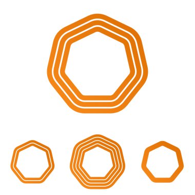 Orange line heptagon logo design set clipart