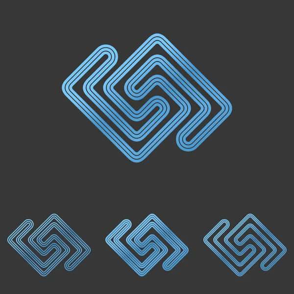 Blauwe lijn tech logo ontwerpset — Stockvector