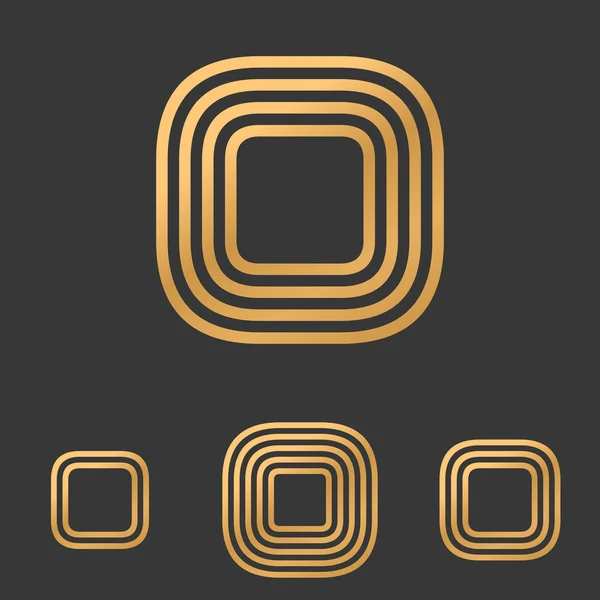 Ensemble logo rectangle ligne bronze — Image vectorielle