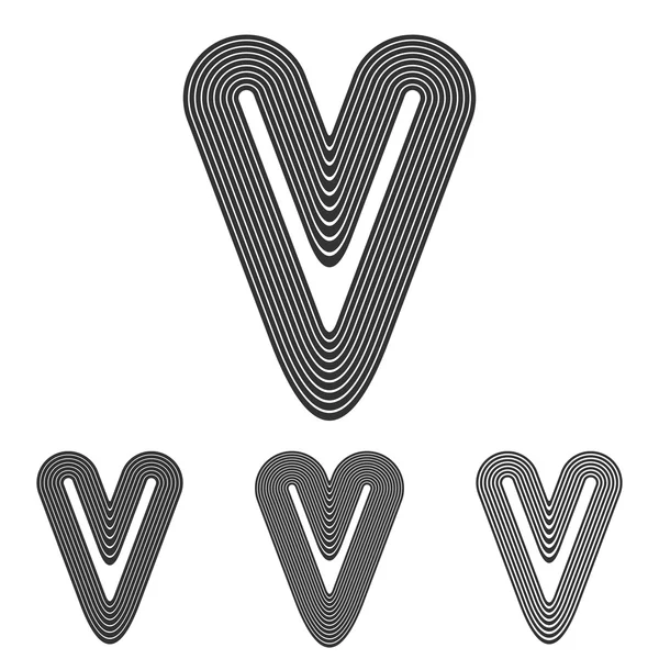 Línea gris v logo diseño conjunto — Vector de stock