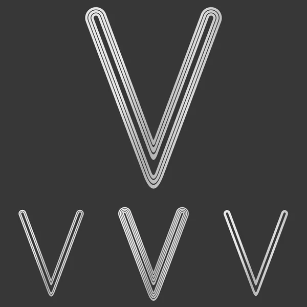 Silver line v logo design set — Stock Vector