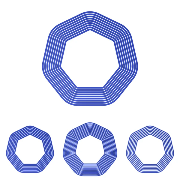 Set logo eptagono blu — Vettoriale Stock