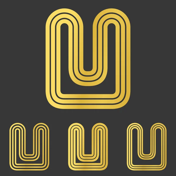 Linea dorata u logo design set — Vettoriale Stock