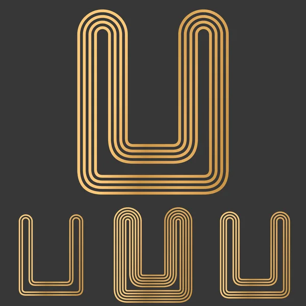 Bronze line u logo design set — Stock Vector