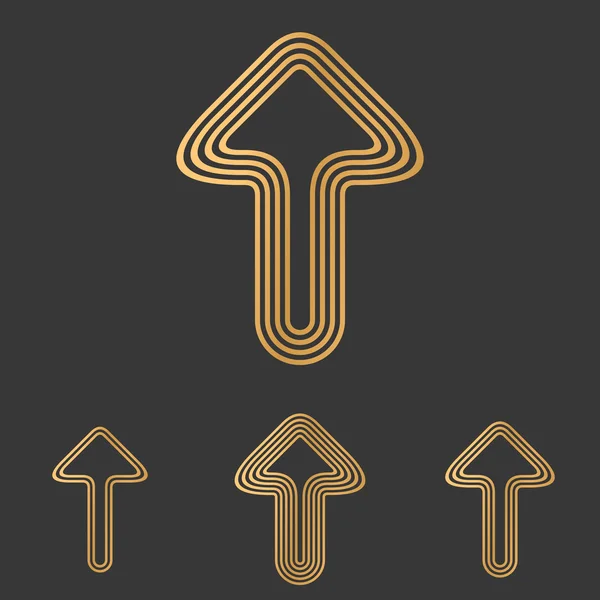 Bronze Linie Pfeil Logo Design Set — Stockvektor