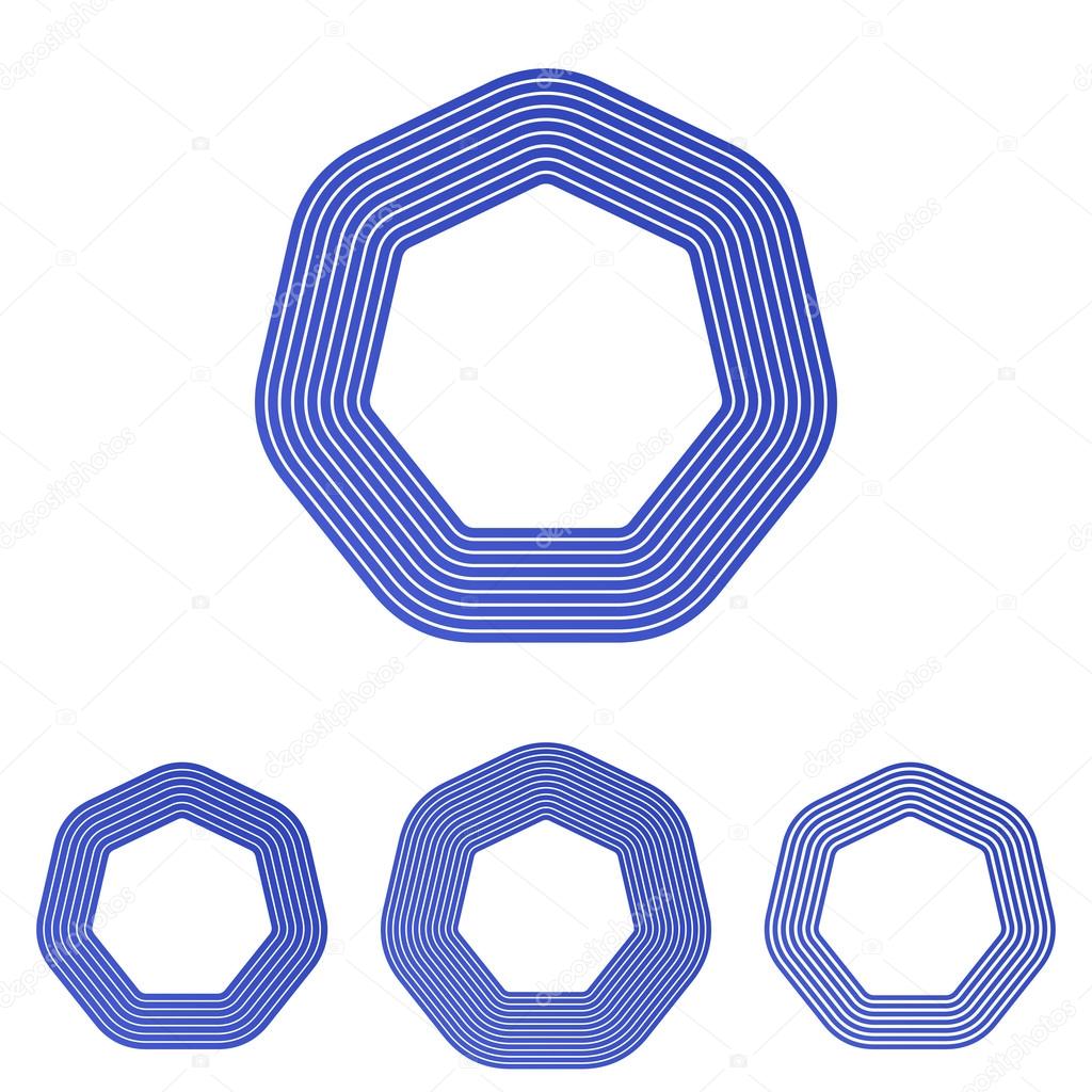 Blue vector heptagon logo icon design set
