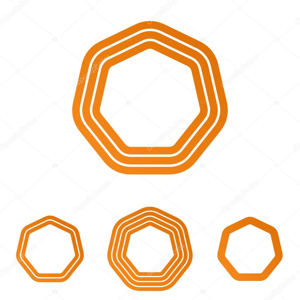Orange line heptagon logo icon design set